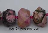 CNG5326 15.5 inches 12*16mm - 15*20mm faceted nuggets rhodonite beads