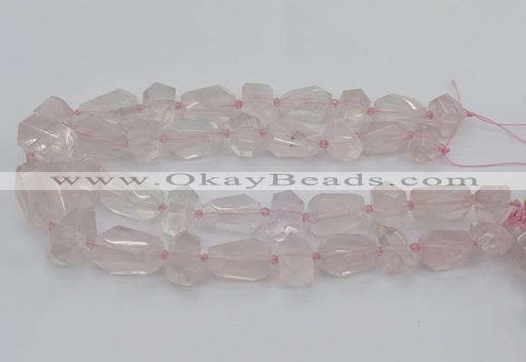 CNG5371 15.5 inches 12*16mm - 18*25mm faceted nuggets rose quartz beads