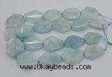 CNG5375 15.5 inches 20*30mm - 35*45mm faceted freeform aquamarine beads