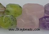 CNG5393 15.5 inches 12*16mm - 15*25mm faceted nuggets mixed quartz beads