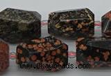 CNG5416 12*16mm - 15*25mm faceted nuggets red snowflake obsidian beads