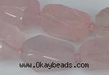 CNG5444 12*16mm - 15*25mm faceted nuggets rose quartz beads