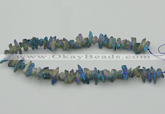 CNG5467 15.5 inches 6*10mm - 8*20mm nuggets plated quartz beads