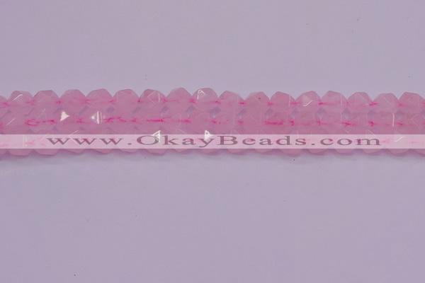 CNG5483 15.5 inches 10mm faceted nuggets rose quartz beads