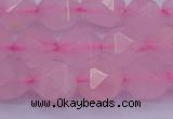 CNG5484 15.5 inches 12mm faceted nuggets rose quartz beads