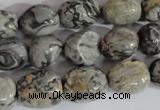 CNG557 15.5 inches 10*14mm nuggets grey picture jasper beads