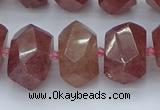 CNG5584 12*16mm - 15*20mm faceted nuggets strawberry quartz beads