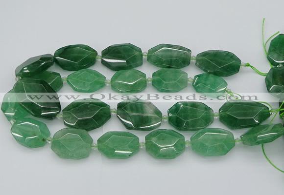 CNG5595 20*25mm - 25*35mm faceted freeform green strawberry quartz beads