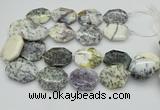 CNG5598 20*30mm - 35*45mm faceted freeform white opal gemstone beads