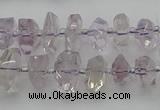 CNG5600 15.5 inches 6*16mm - 8*18mm faceted nuggets amethyst beads