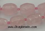 CNG5608 15.5 inches 10*14mm - 13*18mm faceted nuggets rose quartz beads