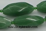 CNG5614 15.5 inches 15*35mm - 18*40mm faceted rice green aventurine beads