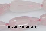 CNG5630 15.5 inches 15*35mm - 18*45mm faceted teardrop rose quartz beads