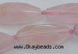 CNG5631 15.5 inches 15*35mm - 18*40mm faceted rice rose quartz beads