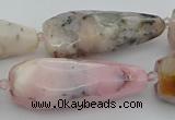 CNG5634 15.5 inches 15*35mm - 18*45mm faceted teardrop pink opal beads