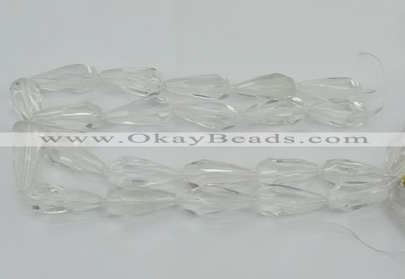 CNG5646 15*35mm - 18*45mm faceted teardrop white crystal beads