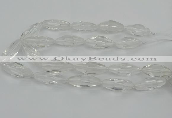 CNG5647 15.5 inches 15*35mm - 18*40mm faceted rice white crystal beads