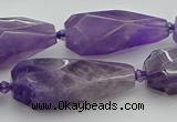 CNG5652 15.5 inches 15*35mm - 18*45mm faceted teardrop amethyst beads