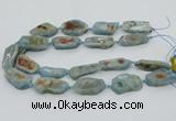 CNG5672 15.5 inches 15*35mm - 20*40mm freeform aquamarine beads