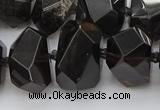 CNG5734 12*16mm - 15*20mm faceted nuggets ice black obsidian beads