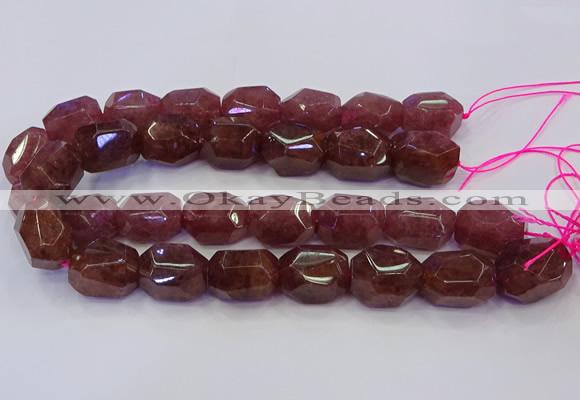 CNG5847 16*22mm - 18*25mm faceted nuggets strawberry quartz beads