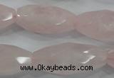 CNG587 15.5 inches 15*33mm faceted nuggets rose quartz beads