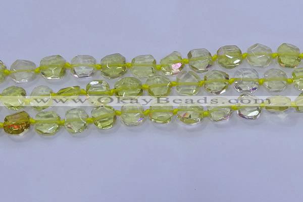 CNG5880 15.5 inches 10*12mm - 10*14mm faceted freeform lemon quartz beads