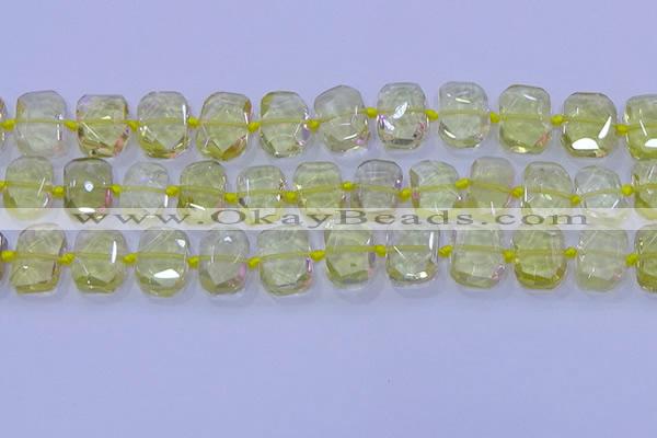 CNG5882 15.5 inches 10*14mm - 12*16mm faceted freeform lemon quartz beads