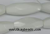 CNG591 12*30mm - 13*32mm faceted rice white porcelain nugget beads