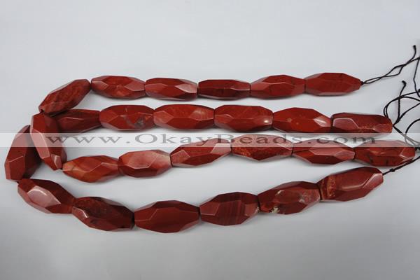 CNG602 12*28mm - 14*32mm faceted rice red jasper nugget beads