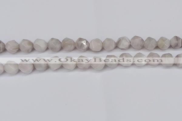 CNG6021 15.5 inches 12mm faceted nuggets grey crazy agate beads