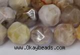 CNG6022 15.5 inches 12mm faceted nuggets silver needle agate beads