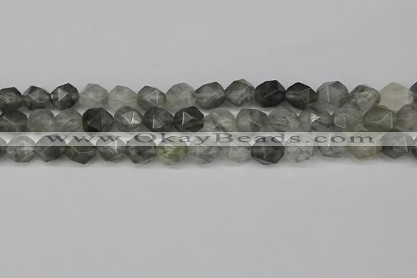 CNG6096 15.5 inches 8mm faceted nuggets cloudy quartz beads