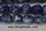 CNG6103 15.5 inches 8mm faceted nuggets blue spot stone beads