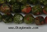 CNG6105 15.5 inches 8mm faceted nuggets unakite gemstone beads