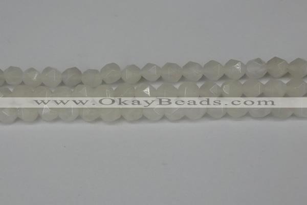 CNG6113 15.5 inches 8mm faceted nuggets white jade beads