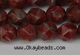 CNG6123 15.5 inches 8mm faceted nuggets brecciated jasper beads