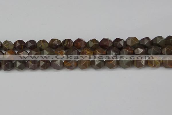 CNG6124 15.5 inches 8mm faceted nuggets coffee jasper beads