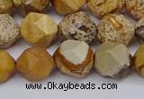 CNG6126 15.5 inches 8mm faceted nuggets picture jasper beads