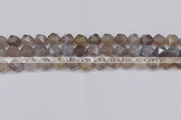 CNG6151 15.5 inches 10mm faceted nuggets grey agate beads