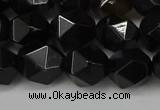 CNG6160 15.5 inches 10mm faceted nuggets black agate beads