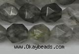 CNG6170 15.5 inches 10mm faceted nuggets cloudy quartz beads