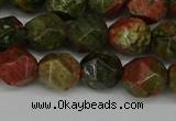 CNG6181 15.5 inches 10mm faceted nuggets unakite gemstone beads