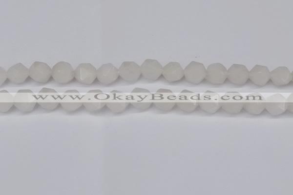 CNG6186 15.5 inches 10mm faceted nuggets white jade beads