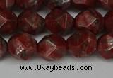 CNG6198 15.5 inches 10mm faceted nuggets brecciated jasper beads