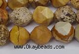 CNG6201 15.5 inches 10mm faceted nuggets picture jasper beads