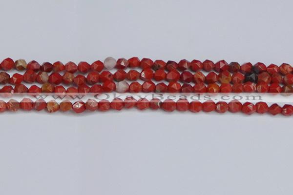 CNG6241 15.5 inches 6mm faceted nuggets red jasper beads