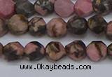 CNG6252 15.5 inches 6mm faceted nuggets rhodonite beads