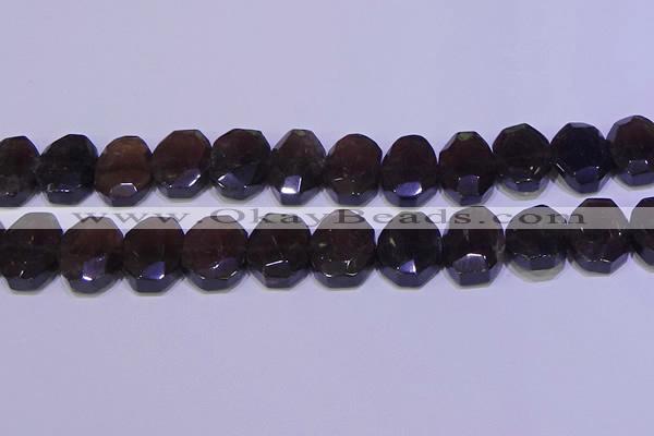 CNG6308 15.5 inches 13*18mm - 15*20mm faceted freeform smoky quartz beads