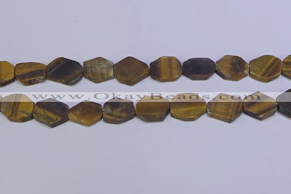 CNG6370 15.5 inches 14*18mm - 16*22mm freeform matte yellow tiger eye beads